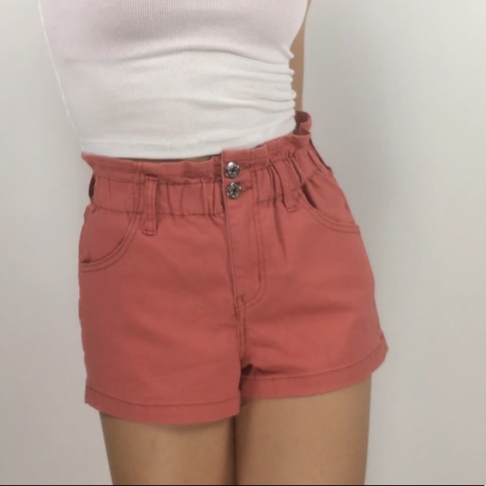 Pink High Waisted Jean Shorts